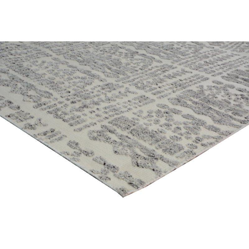 Wool Geometric Area Rug in Gray