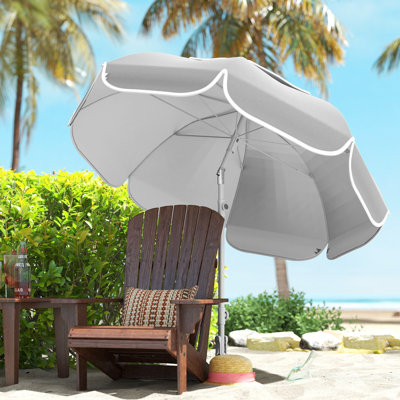 Parasol de plage de 6 pi, réglable en hauteur et inclinable, gris