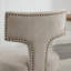 Ensemble de chaises de salle à manger de style Mid-Century moderne, ensemble de 2 chaises d'appoint rembourrées en tissu de lin ferme avec dossier en cuivre, chaises de cuisine avec structure en bois franc-1467824470