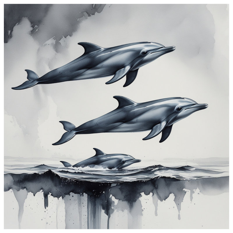 Jumping Dolphins Ocean Scene Double Sided Throw Pillows, 18 x 18 inches