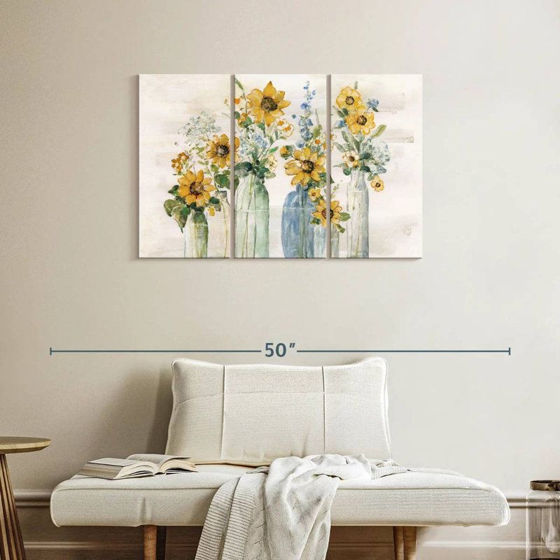 Tournesol spectaculaire sur toile, ensemble de 3 pièces, H 24 po x l 38 po x P 1,25 po