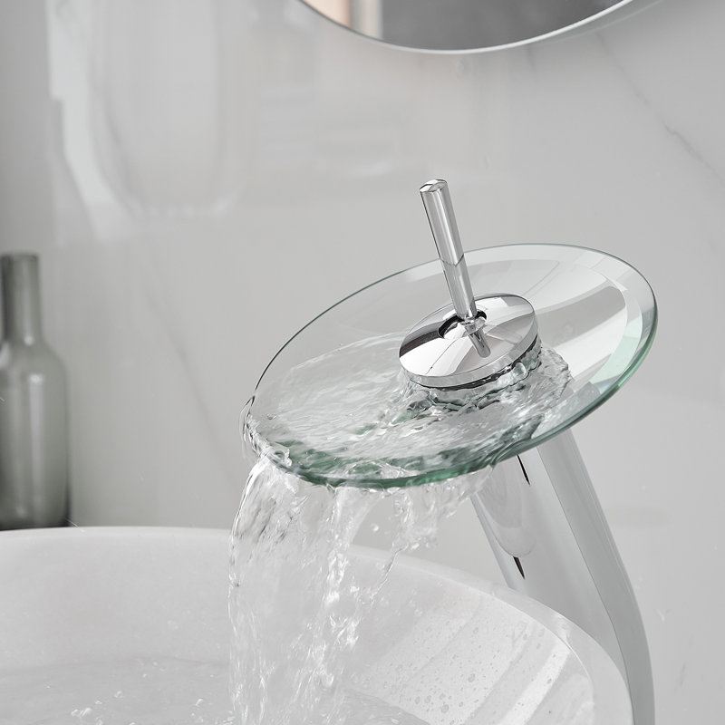 Waterfall Vessel Bathroom Faucet, Polished Chrome