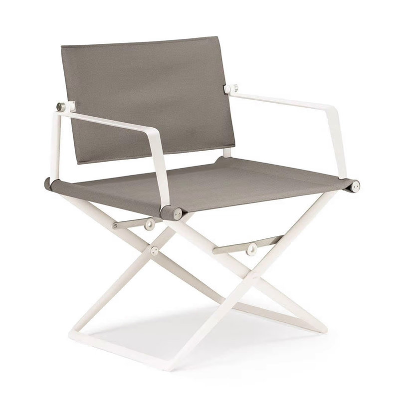Seax Folding Director Chair, Sail Taupe, White