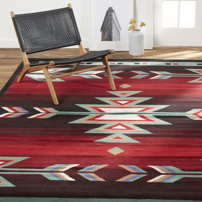Tapis d'intérieur rouge / noir de style sud-ouest Hilander