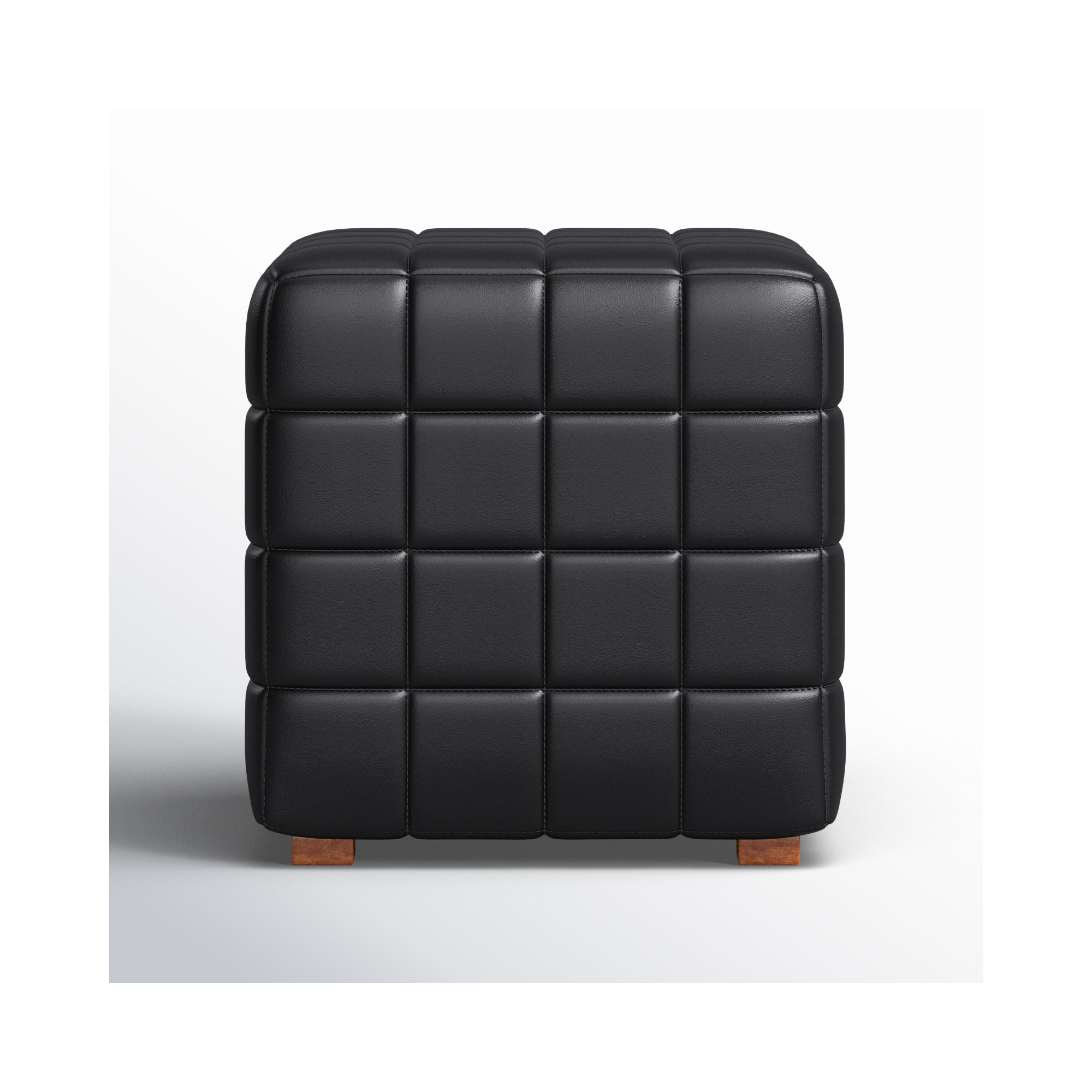 Giana Leather Ottoman, Black