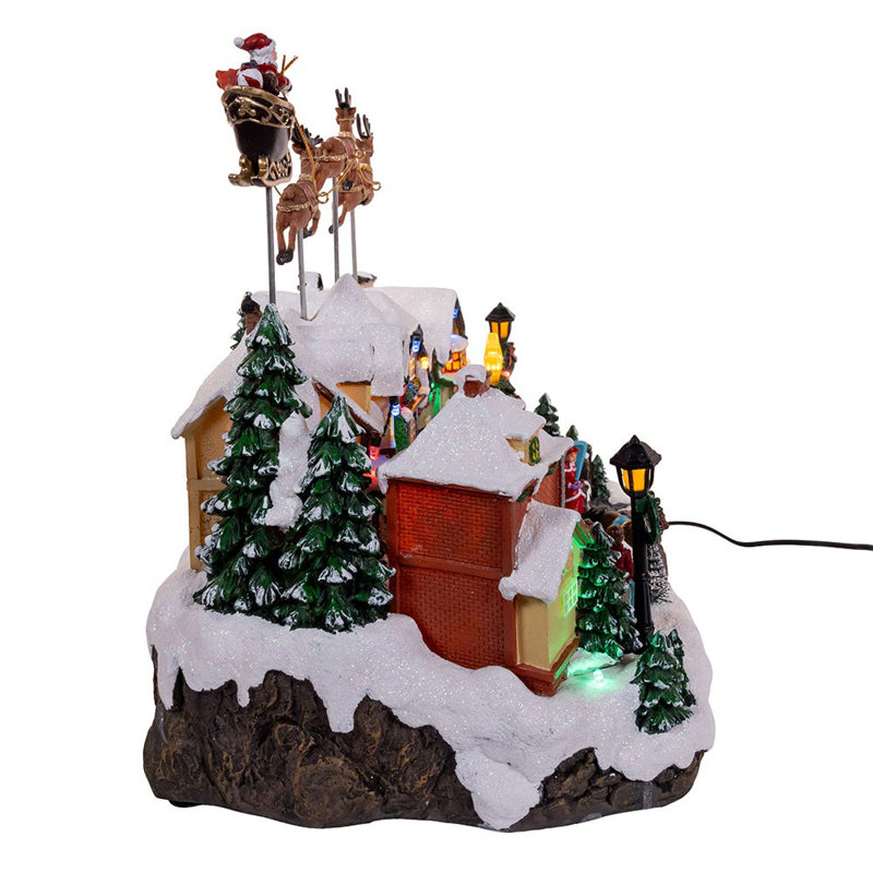 Table de père Noël et traîneau musicale multicolore à DEL 7,3 po Kurt Adler
