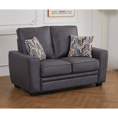 58.3-inch Mid Century Modern Faux Leather Loveseat Sofa, Deep Seat Couch For Living Room Home Office