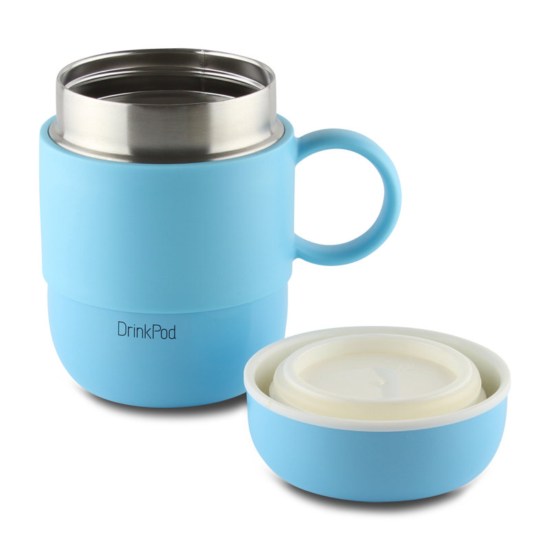 Grunwerg Drink Pod Stainless Steel Travel Mug, Blue