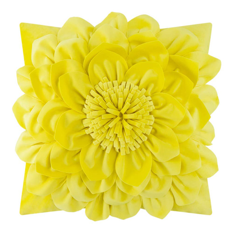 Appliqued Velvet Pillow Cover, Egg Yellow