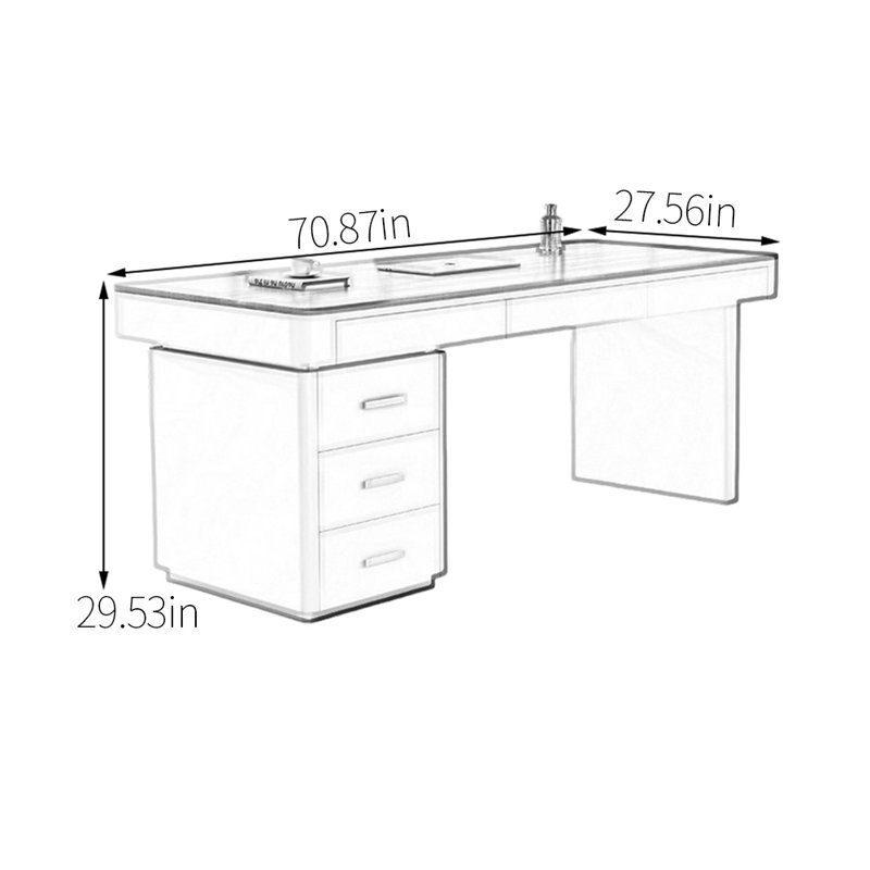 Bureau en bois massif multicouches, H 29,53 po x l 70,87 po x P 27,56 po