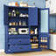 Buffet autoportant traditionnel de 63,3 po x 17,8 po x 78,3 po avec huche, grand garde-manger bleu avec tiroirs, tablette de porte et tablettes réglables Traditional