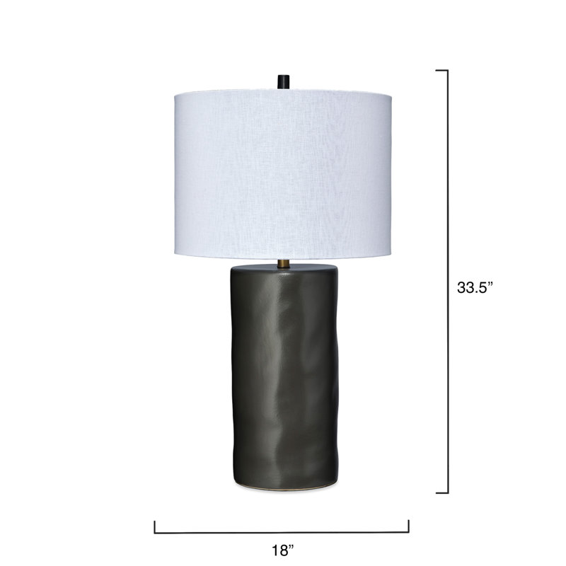 Adjustable Charcoal Ceramic Table Lamp with White Linen Shade