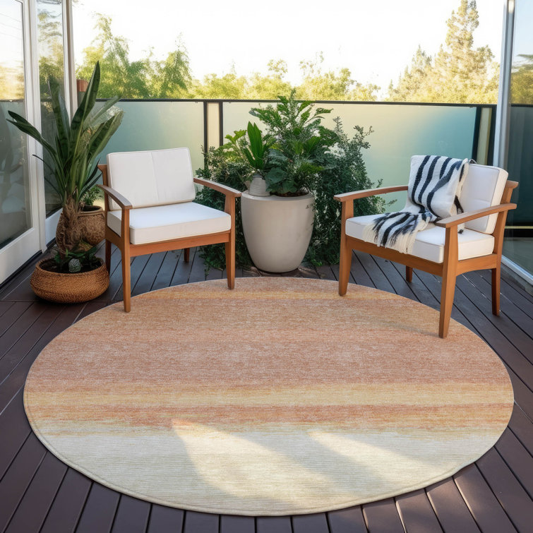 Machine Washable Indoor/Outdoor Christain ACN1274 Salmon Rug