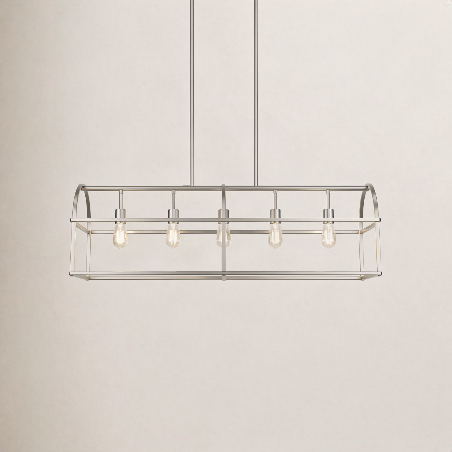 5 Light Dimmable Pendant, Brushed Nickel