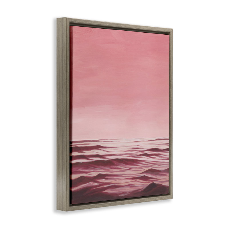 "Pink Ocean Ripples", art mural encadré par Grace Popp, Cadre flottant orme Montalcino, H 21 po x l 17 po