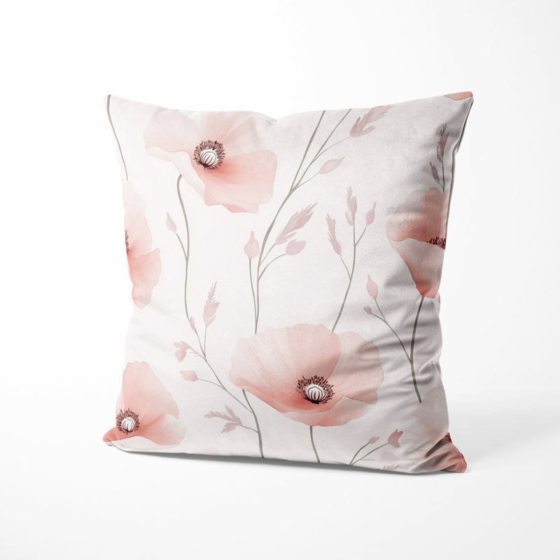 Coussin French Country - Coussin imprimé coquelicots, H 20 po x l 20 po