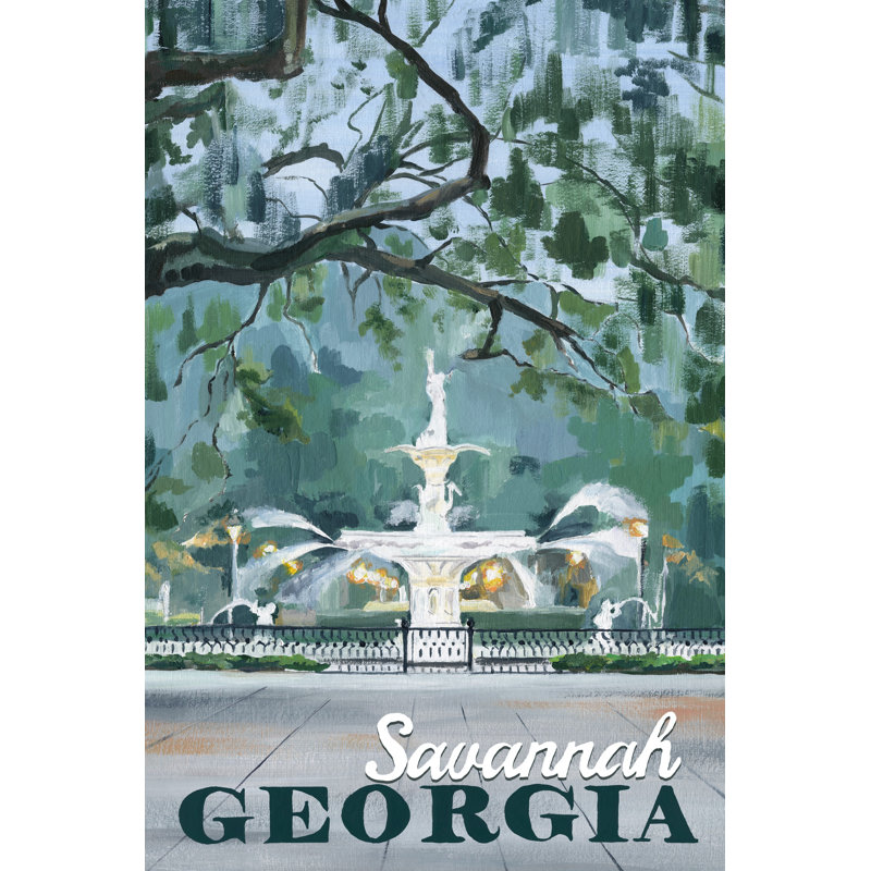 Forsyth Park Fountain in Savannah - impression sur toile tendue, H 45 po x l 30 po x P 1,5 po