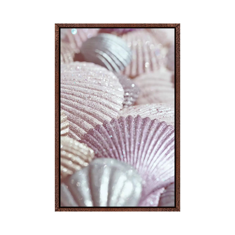 Shells And Glitter II by Monika Strigel - Print on Canvas, Brown Framed, 66.04cm H x 45.72cm W x 3.81cm D