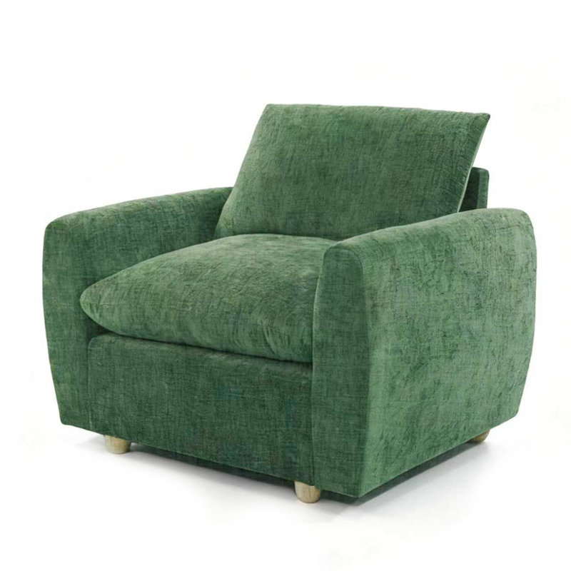  Fauteuil d'appoint rembourré en chenille de 41,73 po de largeur avec siège très profond, Vert