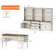 Ensemble de bureau 2 pièces, bureau double 56 po, bibliothèques avec 5 tiroirs et 2 portes, blanc