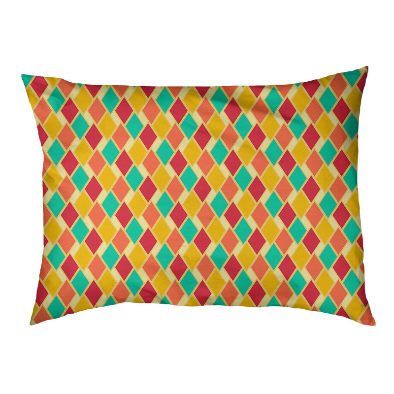 Coussin de diamants rétro Byrge, Moyen (L 29,5 po x P19,5 po x H 9,5 po), Jaune et orange
