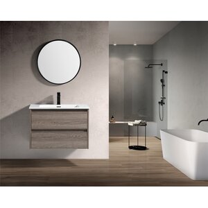 Latitude Run® 30'' Wall Mounted Single Bathroom Vanity with Polymarble ...
