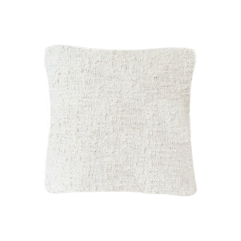 Cozy Cotton White Boucle 26x26 Throw Pillow