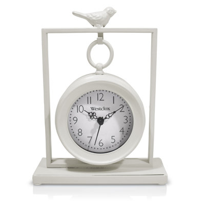Analog Metal Quartz Movement / Crystal Tabletop Clock in White