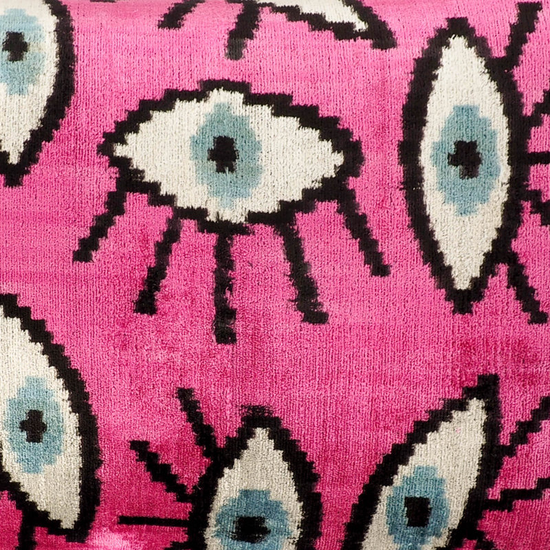  Housse de coussin en soie Ikat, Rose
