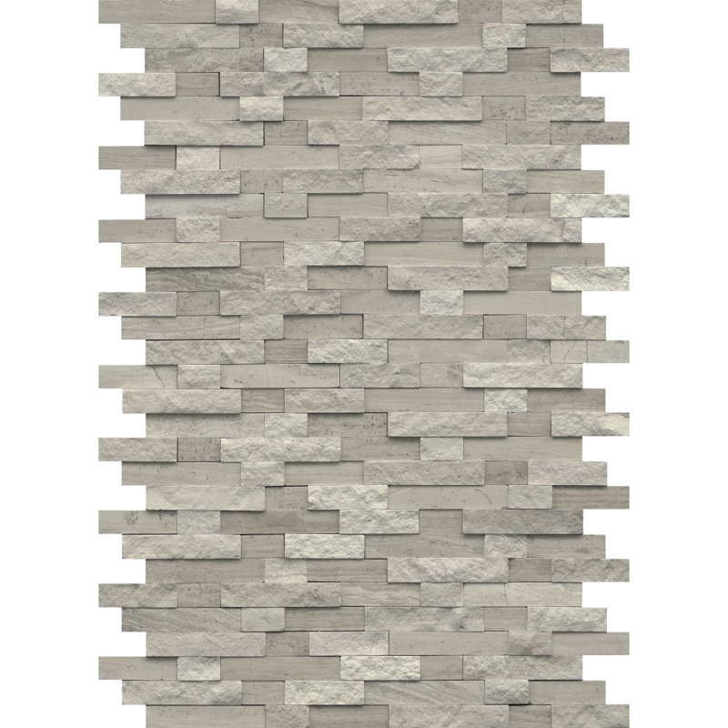 Feature White 12 in. x 18 in. Splitface Limestone Wall Tile (7.5 sq. ft./Case), Silver