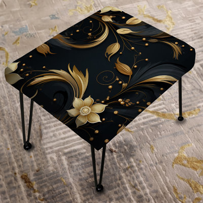 Black And Gold Intrigue Elegance I - Marble Rectangle Ottoman