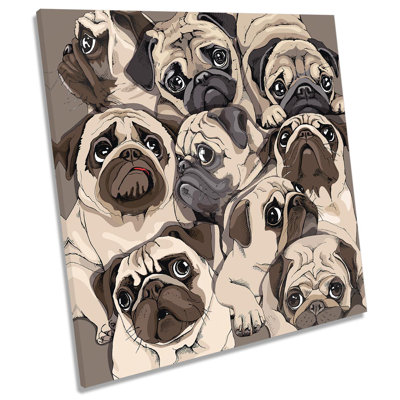 Pug Dogs Modern Cute - Wrapped Canvas Painting