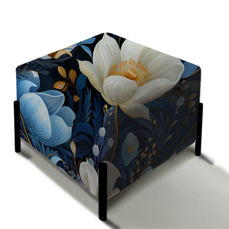 Blue Oasis Floral Blooming Garden - Repose-pieds carré floral