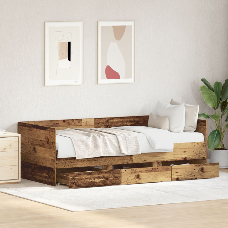 Rustic Daybed Engineered Wood Durable, Old Wood, European Single (90 x 200cm)
