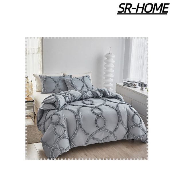 Linen King/Queen Duvet Cover Set - Light gray - Home All