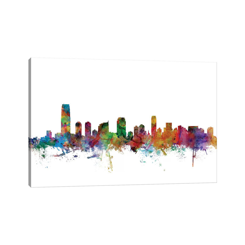 Jersey City, New Jersey Skyline by Michael Tompsett - Wrapped Canvas Gallery-Wrapped Canvas Giclée, 20.32 cm H x 30.48 cm W