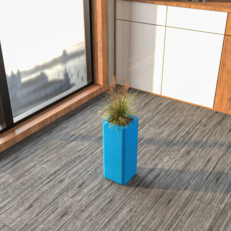 Jubentino Tall Square Fiberstone Planter Handmade MgO Clay Plant Pot with Drainage Holes for Indoor/Outdoor Use