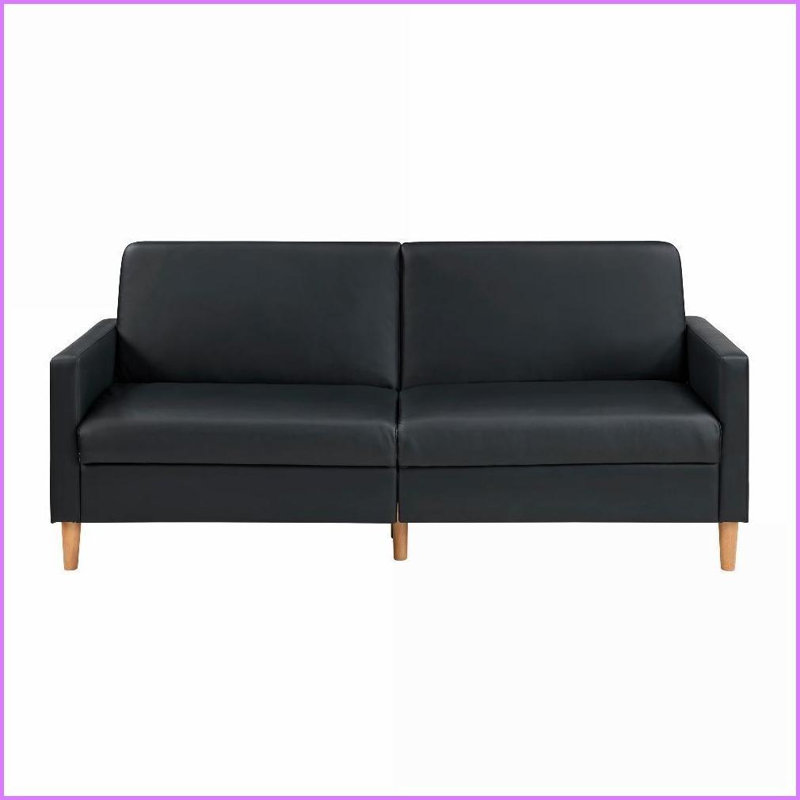Canapé-lit convertible moderne en similicuir noir - Mobilier de salon 79 po avec structure en contreplaqué durable | Noir | Similicuir | Contreplaqué