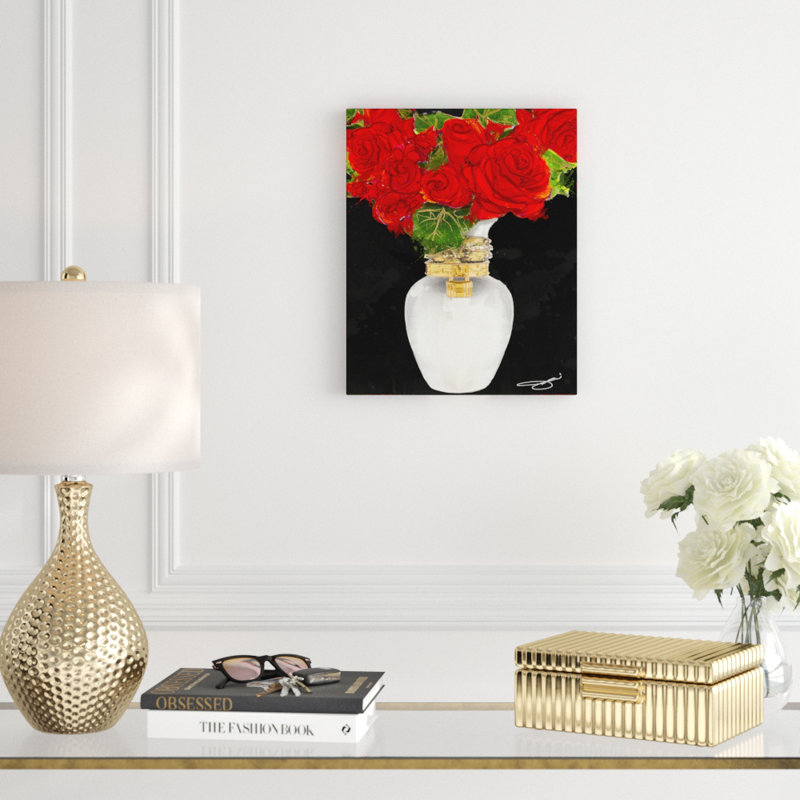 «Flowers in Red», reproduction, Toile tendue, H 30 po x l 18 po x P 1 po
