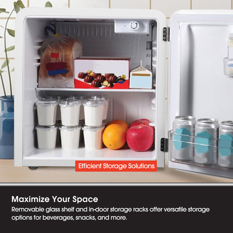 Magic Chef 1.6 Cubic Feet Retro Style Mini Fridge with Interior LED Light, White