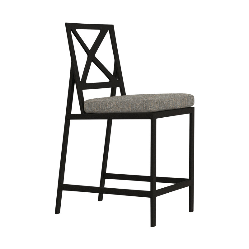 Marin Outdoor Bar Stool, Sahara Cafe, Carbon Black, 28"