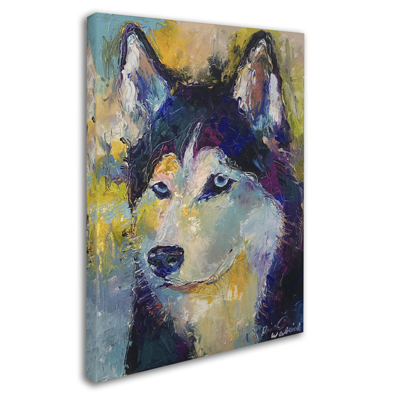 « art husky », reproduction sur toile, H 19 po x l 14 po x P 2 po, Pas de tapis, Toile tendue