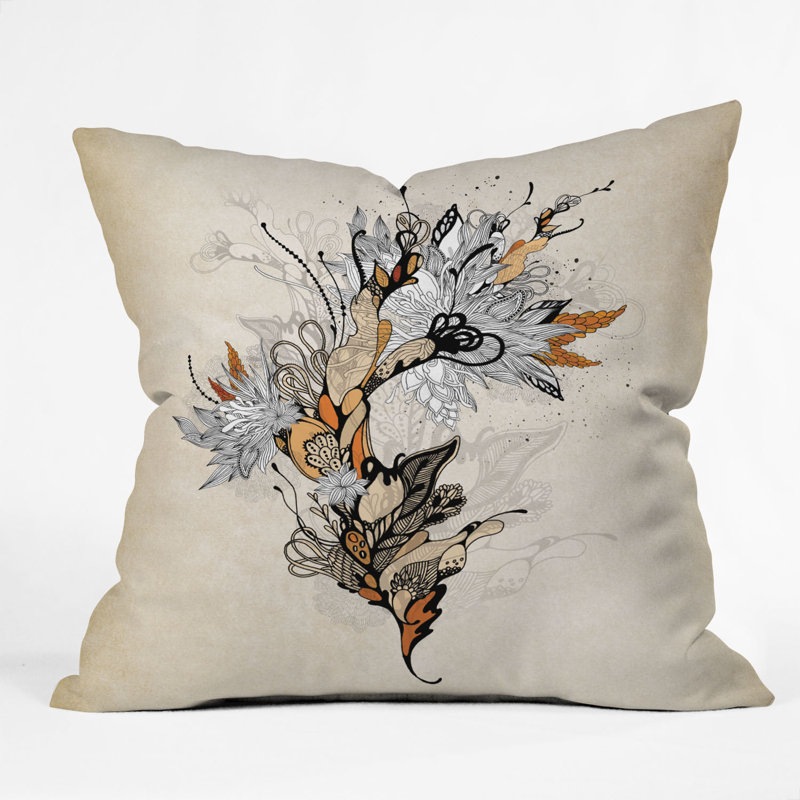 Floral Throw Pillow, 16" x 16"