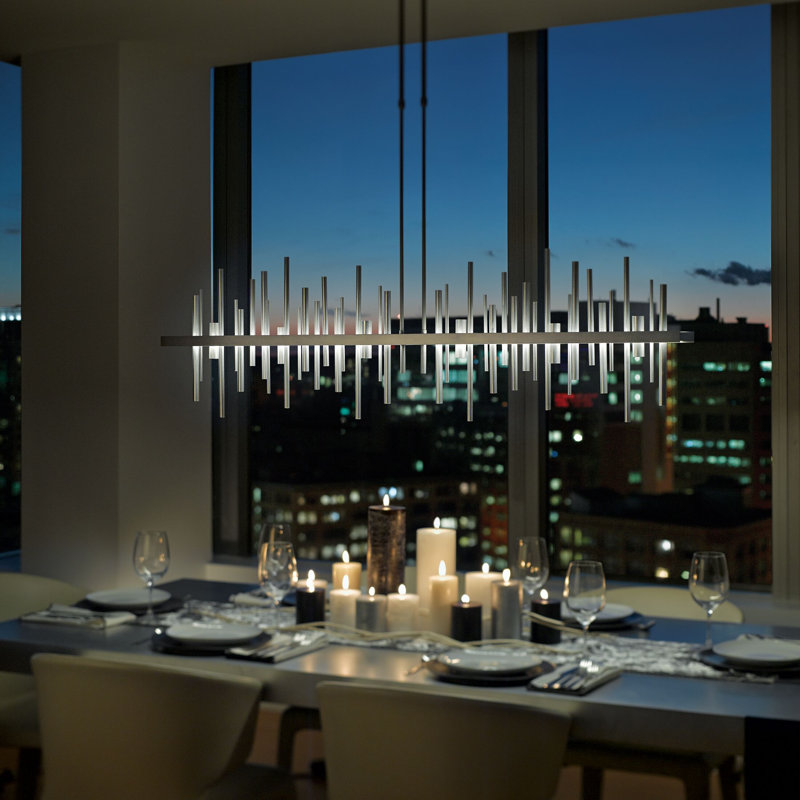Cityscape 1 - Light Kitchen Island Linear LED Pendant, Vintage Platinum, Sterling