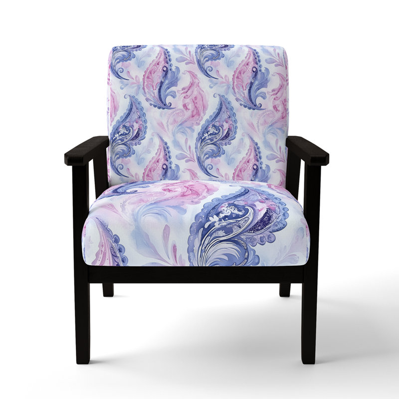 Chaise rembourrée Modern - Fauteuil Paisley Harmony, Accoudoirs carrés noirs