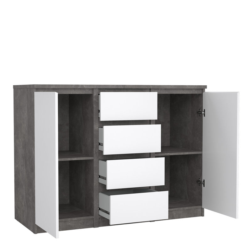 Caton Sideboard, Concrete/White High Gloss