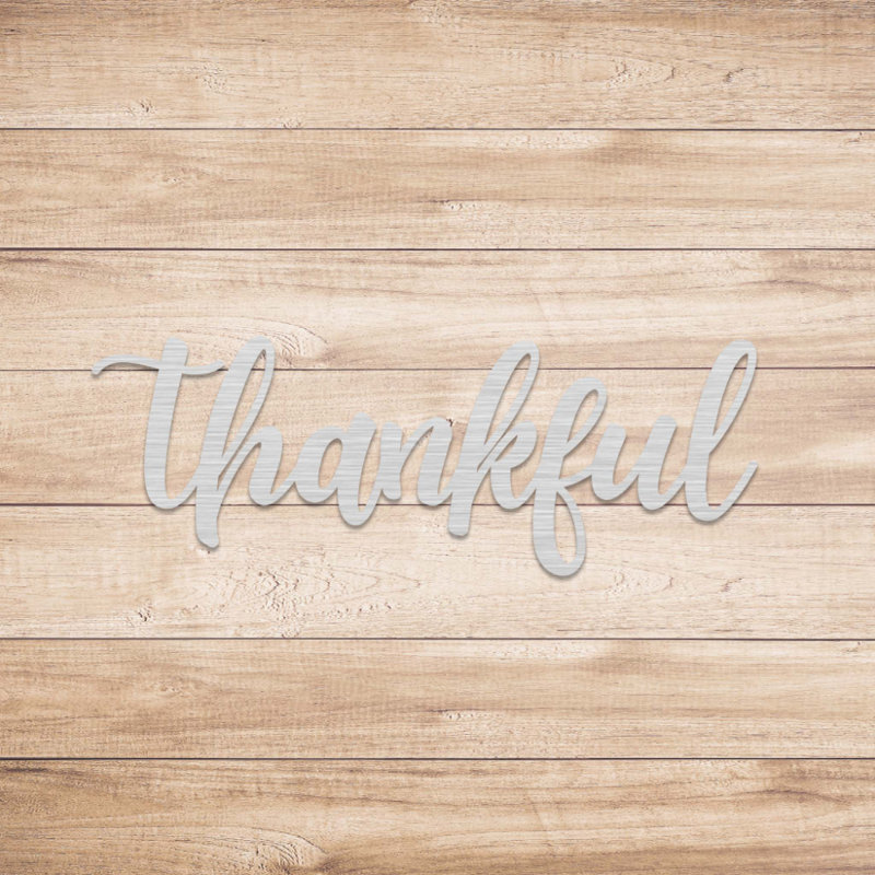 Art mural en métal «Thankful» - Mot inspirant - Tente murale de ferme rustique - Signe de citation de gratitude - Sculpture en métal industrielle moderne - Décoration de cuisine de salon - Élégante œuvre d'art