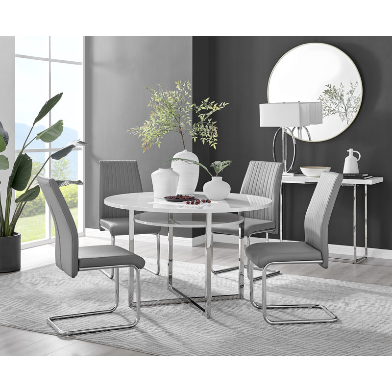 Adler 4 - Person Dining Set, Grey/Silver