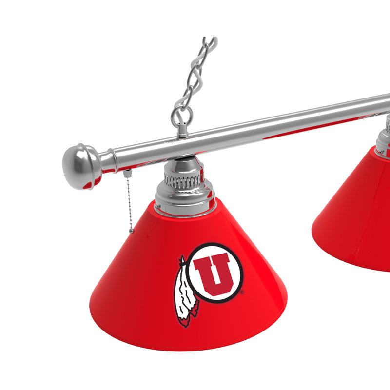 3 - Light Pool Table Lights Pendant, Chrome, Utah Utes