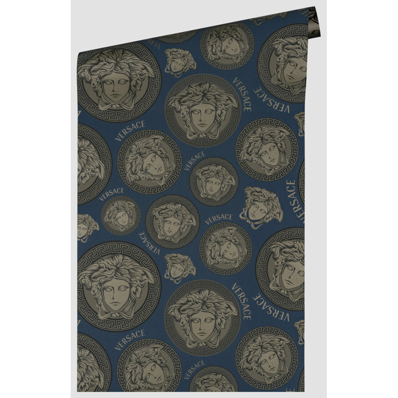 Versace Midnight Sky Monarch Unpasted Vinyl Wallpaper, Navy